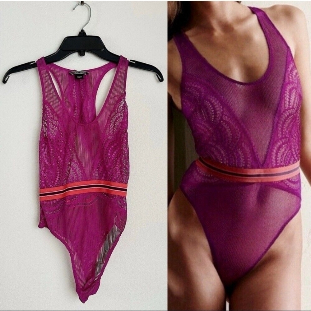 Victoria's Secret Hot Pink Lace Bodysuit NWT Small